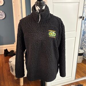 Black Sherpa Pullover with Embroidered Emmaus Hornets track and field Logo